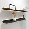 pujindu Floating Metal Wall Shelf with LED Light, Modern Storage Shelves Wall Mounted Light-Emitting Shelves, Lighted Display Stand for Entrance Bar Bathroom(23.6x7.9x2.4in-1pcs) view 2