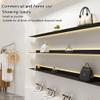 pujindu Floating Metal Wall Shelf with LED Light, Modern Storage Shelves Wall Mounted Light-Emitting Shelves, Lighted Display Stand for Entrance Bar Bathroom(23.6x7.9x2.4in-1pcs) view 4