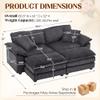84.6'' Modular Sectional Sofa for Living Room, Comfy Corduroy Double Layer Upholstered Loveseat Sofa, Sleeper Sofa Cloud Couch with Moveable Ottoman, 2 Pillows and Detachable Armrest, Grey view 2