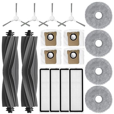 18Pcs Replacement Parts Compatible with Dreame L10S Ultra / L10 Ultra Vacuum Cleaner Accessories Kit,2 Main Brush,4 HEPA Filters,4 Dust Bags,4 Mop Pads,4 Side Brushes