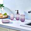 Fenteer Lotion Dispenser Toothbrush Holder Acrylic Premium Storage Case Soap Dish Toothbrush Cup for Bathroom Decor Countertop Vanity, Purple view 4