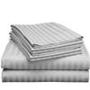 AMRIT HOME COLLECTION California Queen Size 4 Piece Sheet Set Hotel Luxury Bed Sheets 600 Thread Count - Supima Cotton Quality - -Easy-Fit Upto 14-16 Inches Deep - Light Grey Stripe - view 1