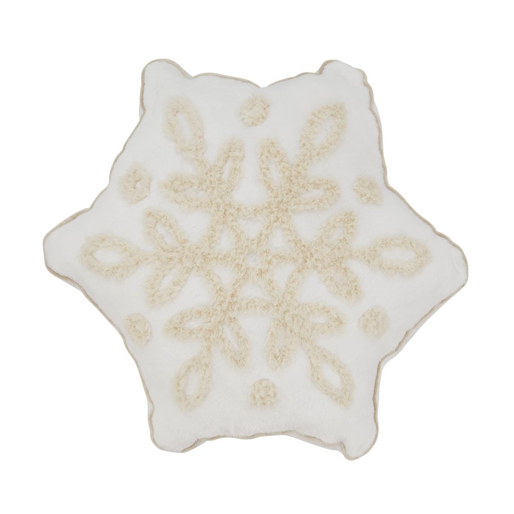 SARO LIFESTYLE Crystal Frost Snowflake Poly Filled Throw Pillow