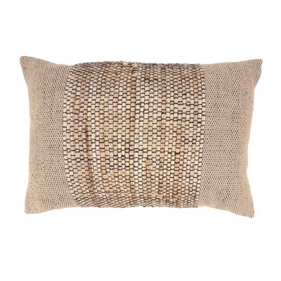 SARO LIFESTYLE Earthy Jute Banded Outdoor Down Filled Throw Pillow