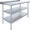 Express KitchQuip Stainless Steel Work Table with 1.5" Backsplash and 2 Shelves | NSF (60" Long x 30" Deep) view 1