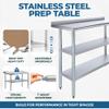 Express KitchQuip Stainless Steel Work Table with 1.5" Backsplash and 2 Shelves | NSF (60" Long x 30" Deep) view 2