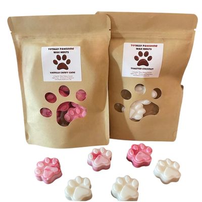 Dog Paw Wax Melts -Strong Scent- Long Lasting - Eco-Friendly - Hand-Poured - Large Melts - Wax Tarts - Soy (Mahogany Teakwood)