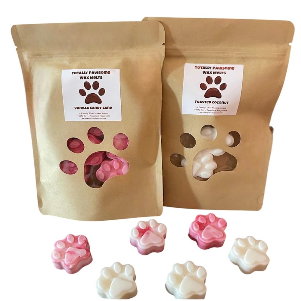 Dog Paw Wax Melts -Strong Scent- Long Lasting - Eco-Friendly - Hand-Poured - Large Melts - Wax Tarts - Soy (Mahogany Teakwood)