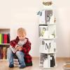 Makamsui Rotating Bookshelf, 4 Tier Rotating Bookshelf Tower Floor Standing Bookcase, Small Corner Bookshelf Storage Rack for Small Space, Wood Narrow Book Shelf Organizer for Bedroom, Living Room Wh view 2