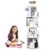 Makamsui Rotating Bookshelf, 4 Tier Rotating Bookshelf Tower Floor Standing Bookcase, Small Corner Bookshelf Storage Rack for Small Space, Wood Narrow Book Shelf Organizer for Bedroom, Living Room Wh view 3