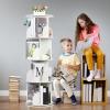 Makamsui Rotating Bookshelf, 4 Tier Rotating Bookshelf Tower Floor Standing Bookcase, Small Corner Bookshelf Storage Rack for Small Space, Wood Narrow Book Shelf Organizer for Bedroom, Living Room Wh view 4