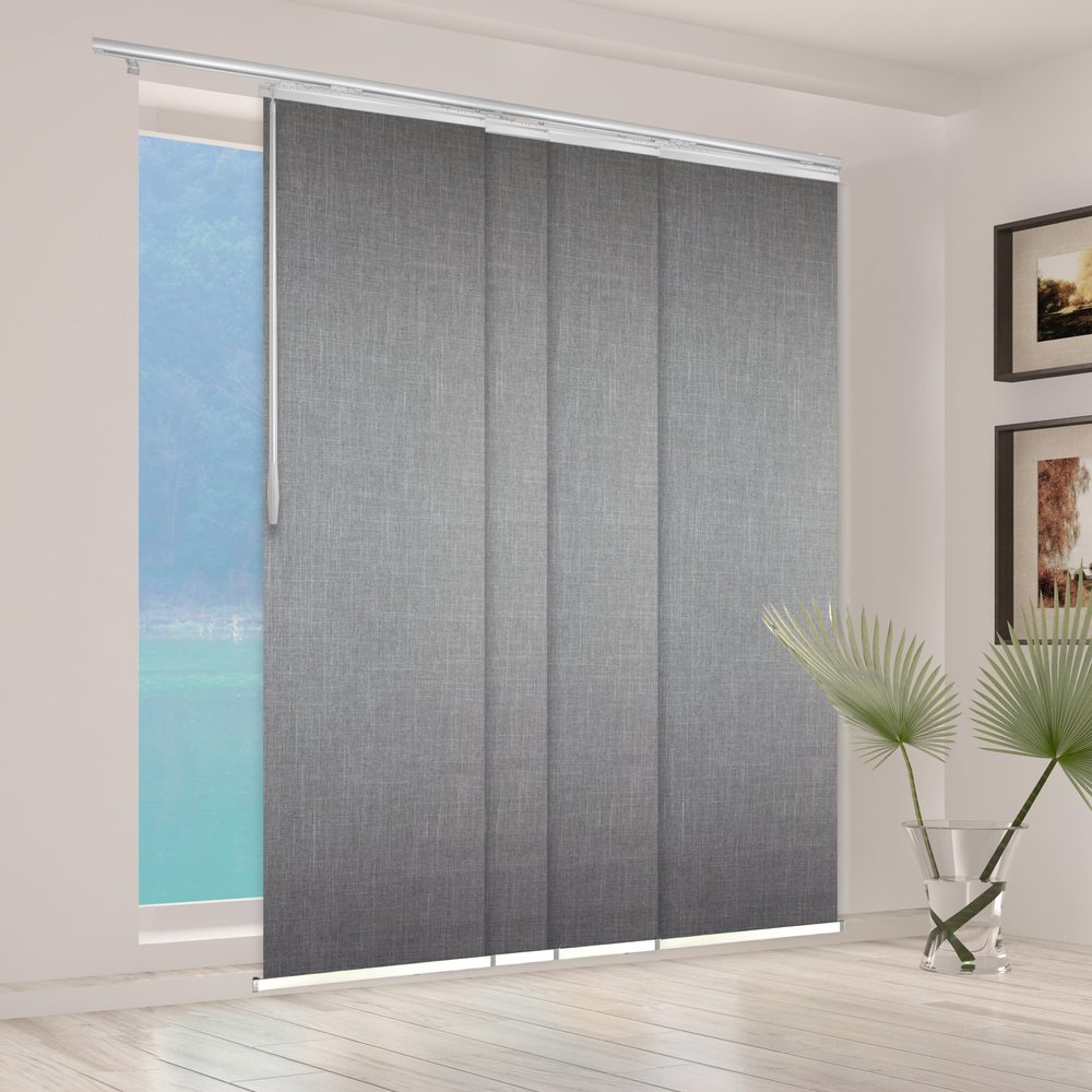 A&F Rod Dcor - Frey 4-Panel Single Rail Black Panel Track Extendable 48"-88" W x 94" H, Panel width 23.5"