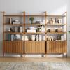 Nathan James Jasper 3-Shelf Solid Wall Mounted Bookcase, Bohemian Bookshelf with Cabinet with Fluted Doors, Set of 3 view 1