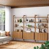 Nathan James Jasper 3-Shelf Solid Wall Mounted Bookcase, Bohemian Bookshelf with Cabinet with Fluted Doors, Set of 3 view 3