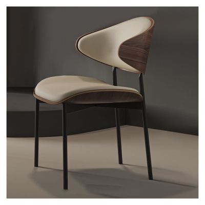 Dining Chairs Modern PU Leather Dining Chairs, High Back Upholstered Dining Room Kitchen Side Chair with Metal Legs and Curved Back for Home/Living Room/Bedroom/Office Dining Room Chairs(Beige)
