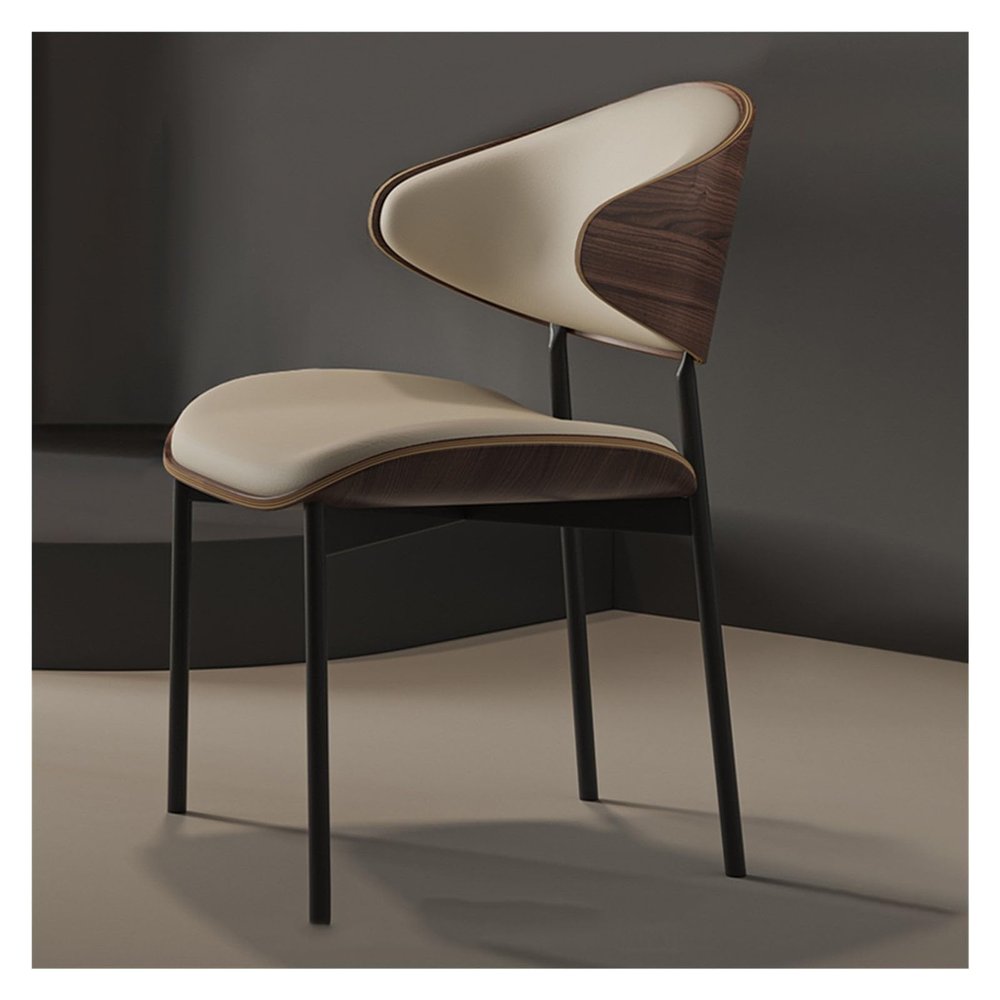 Dining Chairs Modern PU Leather Dining Chairs, High Back Upholstered Dining Room Kitchen Side Chair with Metal Legs and Curved Back for Home/Living Room/Bedroom/Office Dining Room Chairs(Beige)