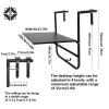 ZHENGQIAN Wrought Iron Folding Balcony Table, Terrace Railing Table, Hanging Foldable Balcony Table, Folding Railing Flower Stand, 4-Speed Height Adjustment, Computer Table(Black) view 2