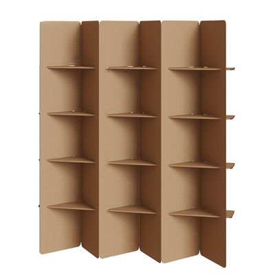 LFPSVC Brown Paper Screen Partition Wall, 7 Ft High Folding Room Divider/Display Board Wall for Home Office Living Room Beauty Salon, Modern Separator Privacy Panel