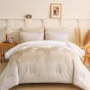 WONGS BEDDING Comforter Set Queen, Ombre Beige 7 Pieces Bed in a Bag Colorful Abstract Art Gradient Comforter Soft Microfiber Bedding Set with Flat Sheet, Fitted Sheet, Pillow Shams, Pillowcases view 1