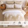 WONGS BEDDING Comforter Set Queen, Ombre Beige 7 Pieces Bed in a Bag Colorful Abstract Art Gradient Comforter Soft Microfiber Bedding Set with Flat Sheet, Fitted Sheet, Pillow Shams, Pillowcases view 4