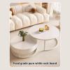 2-Tier Industrial Coffee Table,Round Coffee Table with Steel Frame,with Storage Shelf,White Modern Coffee Tables for Living Room,Modern Simple Center Table,Sturdy and Easy Assembly(Pure white+transpar view 3