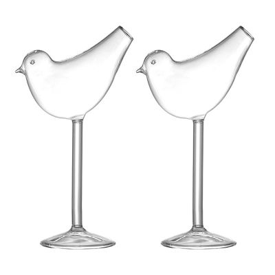 2Pcs 120ML Creative Bird Shaped Cocktail Glass,Funny Clear Crystal Glasses, Unique bird Wine Glass,Individuality Glass Goblet Cups for KTV Home Club Bar Party