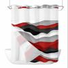 Modern Red Black No Hooks Shower Curtain and Liner Set,Hotel Style Fabric Bathroom Shower Curtains Ocean Waves Geometric Grey White Waterproof Polyester Bath Bathtub Curtain with Sheer Window,60"x72" view 1