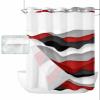 Modern Red Black No Hooks Shower Curtain and Liner Set,Hotel Style Fabric Bathroom Shower Curtains Ocean Waves Geometric Grey White Waterproof Polyester Bath Bathtub Curtain with Sheer Window,60"x72" view 2