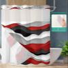 Modern Red Black No Hooks Shower Curtain and Liner Set,Hotel Style Fabric Bathroom Shower Curtains Ocean Waves Geometric Grey White Waterproof Polyester Bath Bathtub Curtain with Sheer Window,60"x72" view 3