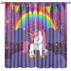 Unicorn Curtain, Cute Rainbow Unicorn Print Kids Cartoon Kawaii Stars Fantasy Window Curtains for Girls Room Bedroom Living Room 52" W X 84" L view 1