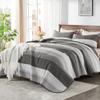 Andency Queen Quilt Bedding Set Dark Grey, 3 Pieces Patchwork Summer Striped Ultra Soft Lightweight Bedspreads, Coverlets Set with 2 Pillow Shams for All Seasons (90"x96") view 2