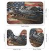 TOWINSFB 4Pcs American Flag Crocodile Shower Curtain Set with Toilet Lid Cover Non-Slip Rugs for Bathroom, Fierce Alligator USA Patriotic Animal Shower Curtain Bathroom Sets with Hooks, 72x72 Inch view 3