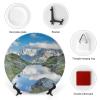10" Ceramic Decorative Plates for Home Decor Mountains Lake Nature Sky Porcelain Wall Plate Ornament Modern Kitchen Dining Room Decoration Home Display Wobble-Plate view 3