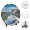 10" Ceramic Decorative Plates for Home Decor Mountains Lake Nature Sky Porcelain Wall Plate Ornament Modern Kitchen Dining Room Decoration Home Display Wobble-Plate view 4