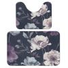 OURTEV Bathroom Rug Sets of 2 Bath Mat Hand Painted Flowers Absorbent Bath Rugs Set Non-Slip Toilet Mat U Shape Contour Rug Dry Quickly Shower Mat for Bathroom Bedroom Kitchen view 1