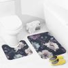 OURTEV Bathroom Rug Sets of 2 Bath Mat Hand Painted Flowers Absorbent Bath Rugs Set Non-Slip Toilet Mat U Shape Contour Rug Dry Quickly Shower Mat for Bathroom Bedroom Kitchen view 2