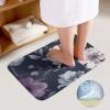 OURTEV Bathroom Rug Sets of 2 Bath Mat Hand Painted Flowers Absorbent Bath Rugs Set Non-Slip Toilet Mat U Shape Contour Rug Dry Quickly Shower Mat for Bathroom Bedroom Kitchen view 4