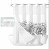 Gray Eucalyptus No Hooks Shower Curtain and Liner Set,Hotel Style Fabric Bathroom Shower Curtains Modern Pastoral Country French Botanical Leaf Waterproof Polyester See Through Bathtub Curtain,72"x84" view 2