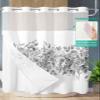 Gray Eucalyptus No Hooks Shower Curtain and Liner Set,Hotel Style Fabric Bathroom Shower Curtains Modern Pastoral Country French Botanical Leaf Waterproof Polyester See Through Bathtub Curtain,72"x84" view 3