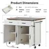 Jurmiture 53.5'' Farmhouse Kitchen Island with Power Outlet, Rolling Cart with Drop Leaf, Storage Cabinet Table, Spice Rack and Drawer for Kitchen (White) view 3