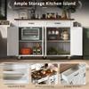 Jurmiture 53.5'' Farmhouse Kitchen Island with Power Outlet, Rolling Cart with Drop Leaf, Storage Cabinet Table, Spice Rack and Drawer for Kitchen (White) view 4