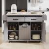 jurmiture Kitchen Island with Trash Can Storage Cabinet, Rolling Island Cart with Drop Leaf, Spice Rack, Towel Rack and Drawer, Rolling Kitchen Island on Wheels with Adjustable Shelf (Grey) view 1
