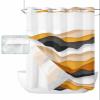Abstract Orange No Hooks Shower Curtain and Liner Set,Hotel Style Fabric Bathroom Shower Curtains Ombre Geometric Black White Coastal Waves Waterproof Polyester See Through Bathtub Curtain,72"x96" view 2