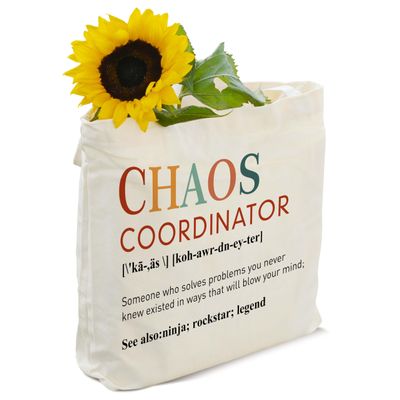 GOLRMC Chaos Coordinator Boss Lady Gifts for Women, Canvas Tote Bag Aesthetic, Reusable Grocery Shopping Bags, Appreciation Gifts for Teacher Boss Coworkers D09
