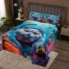 Cute Cat Kids Bedspread Queen Size,Cartoon Animals Swim Dive Summer Adventure Coverlet Set,Girls Boys Women Room Decor,Coral Goldfish Ocean Quilted Coverlet,Sea Blue Bedding Quilt,2 Pillowcases view 1