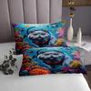 Cute Cat Kids Bedspread Queen Size,Cartoon Animals Swim Dive Summer Adventure Coverlet Set,Girls Boys Women Room Decor,Coral Goldfish Ocean Quilted Coverlet,Sea Blue Bedding Quilt,2 Pillowcases view 3