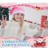 Vicenpal 50 Pcs Santa Hats Non Woven Christmas Holiday Party, Pink view 3