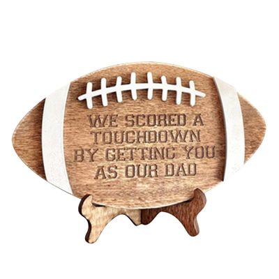 CSCDD Wood Football Table Ornament | Commemorative Ornament for Table | Wooden Table Decor, Football Tabletop Wooden Sign, Farmhouse Football Decorations for Men