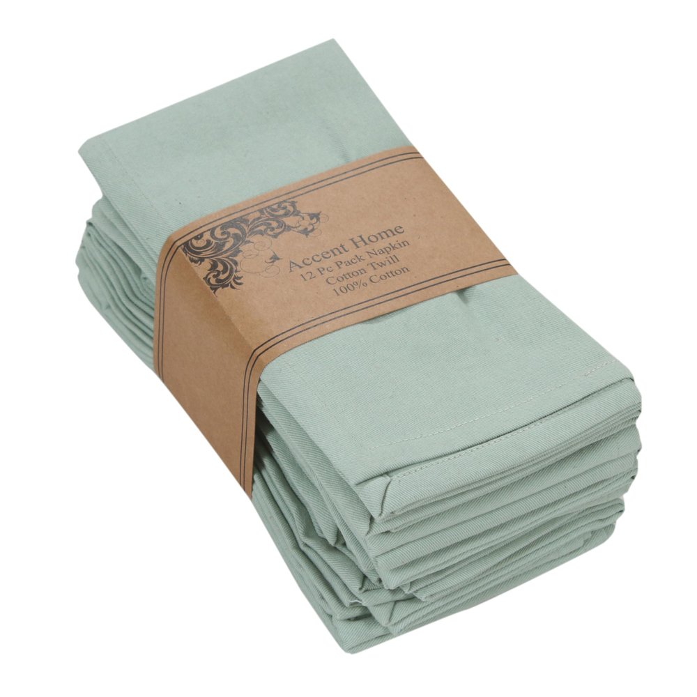 ACCENTHOME Accent Home 100% Cotton Napkins, Delicate Cloth Napkins for Dinners, Parties and Weddings18 x 18 Inch Set of 12 - Teal