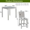 5 Piece Counter Height Dining Set, Wood Square Table and 4 Upholstered Chairs, Counter Height Table and Chairs of 4, 5 Piece Dining Table Set for Living Room Dining Room, Silver Grey view 3